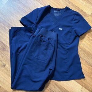 Figs Navy V-Neck Medical Top